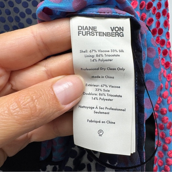 Diane Von Furstenberg Pink and Blue Wrap Blouse - Picture 14 of 16